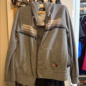 Aviator Nation  Zip-Up Hoodie with Striped Design